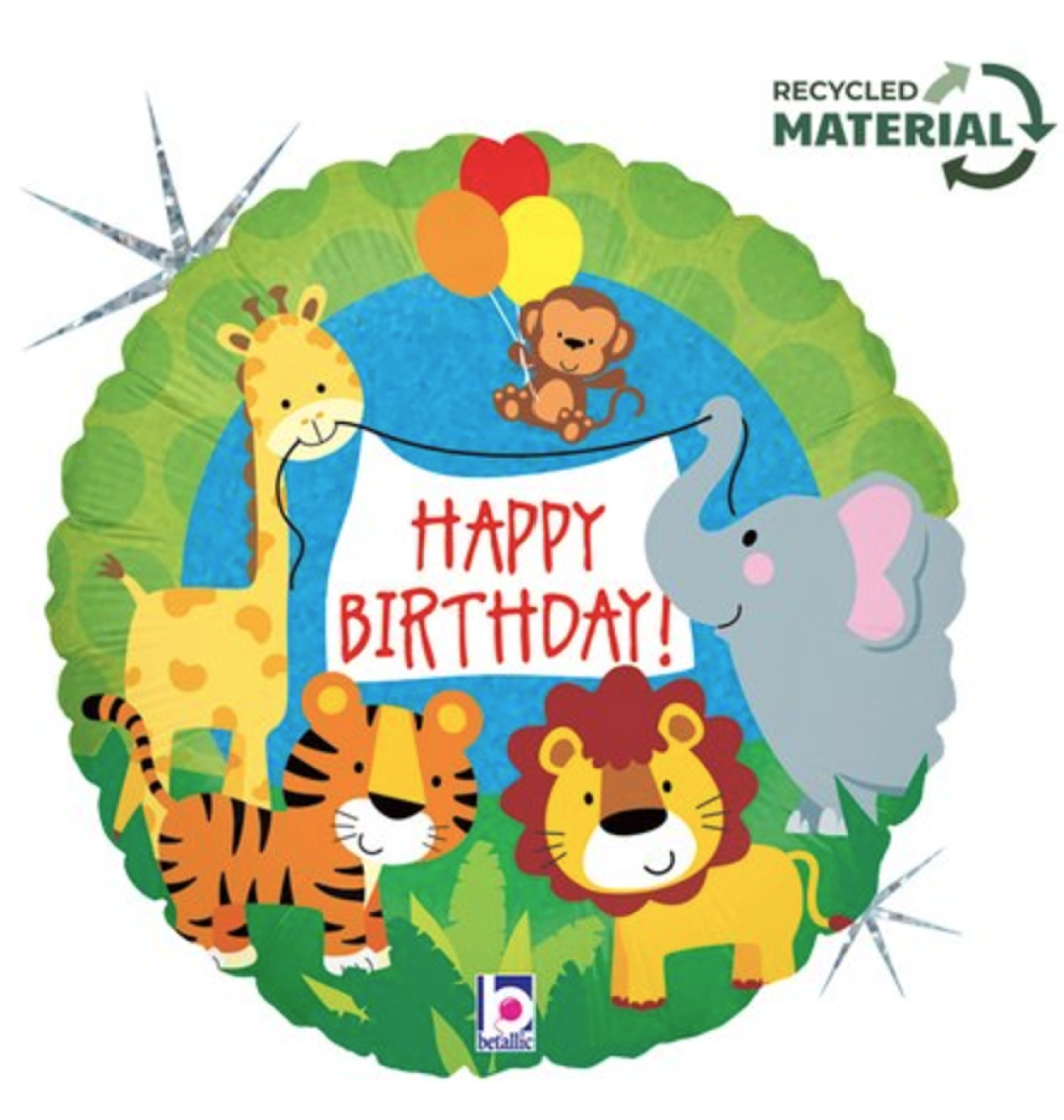 Folienballon - Happy Birthday Dschungel Tiere - ø 46cm